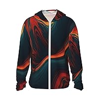 Flowing Wave Sun Protection Hoodie Jacket Lightweight Zip Up Long Sleeve sun hoodie with Pockets