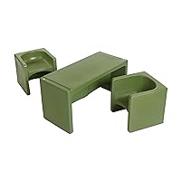 ECR4Kids Tri-Me Table and Cube Chair Set, Multipurpose Furniture, Hunter Green, 3-Piece