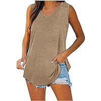 Womens Smocked Strape Tank Tops Summer Sleeveless V Neck Casual Tshirts Daily Loungewear Solid Clothes Tunic Blosue