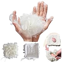 2 in 1 Bath Loofah Sponge Travel Face Bath Towel Bath Glove for Adults and Children White