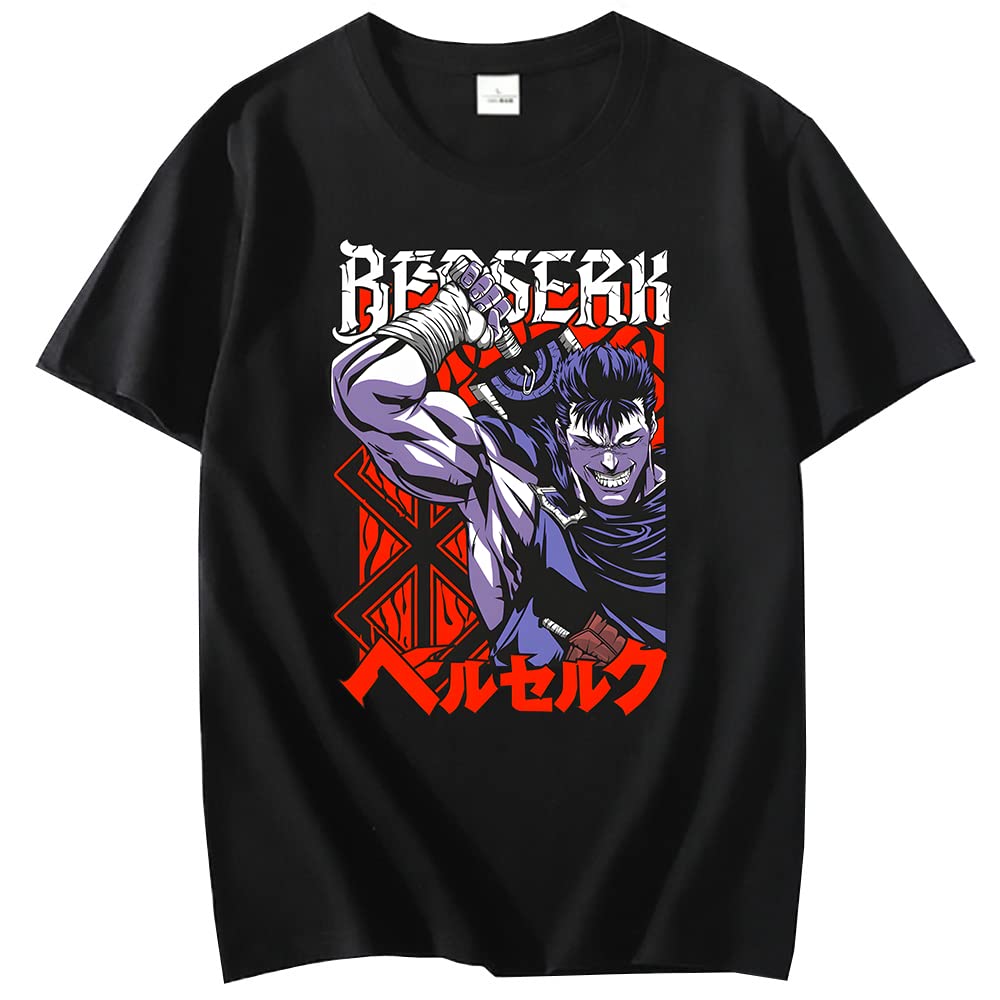 Berserk Guts Blood Crew Neck Short Sleeve Men's Black T-shirt-XXL -  Walmart.com