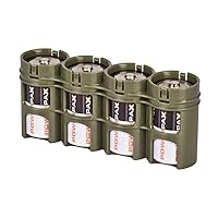 by Powerpax Slimline D Battery Storage Caddy, Military Green, Holds 4 Batteries (Not Included)