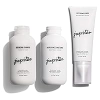 Jupiter Dandruff Shampoo, Conditioner, and Serum Trio - Relieves Itch, Dry & Flaky Scalp - Color Safe & Sulfate-Free - Made with Zinc, Coconut Oil, and Green Tea