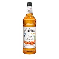 Monin - Salted Caramel Syrup, Natural Flavors, Great for Mochas, Lattes, Smoothies, Shakes, and Cocktails, Non-GMO, Gluten-Free (1 Liter)