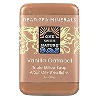 One With Nature Vanilla Oatmeal Dead Sea Mineral Soap, 7 Ounce Bar