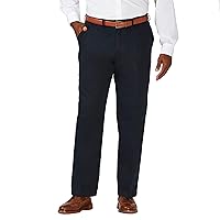 Haggar Mens Work To Weekend Hidden Expandable Waist No Iron Flat Front Dress-pants, Dark Navy, 40W X 29L US