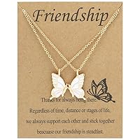 Friendship Necklaces Gifts for 2 Girls Bff Necklace for Birthday Christmas Gift Matching Butterfly Necklace for Friend Pendant Necklace Gift for Women, 2 pcs