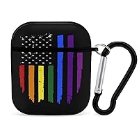 Gay LGBT Pride Rainbow Flag Compatible with AirPod Case Full Print PC Headphone Shell Protector Cover with Keychain Style-10