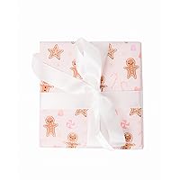 Gingerbread Wrapping Paper Set w/ Ribbon & Gift Tags, Pink Christmas Wrapping Paper Christmas Bundle - w/ 27