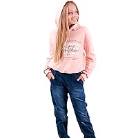 For Girls 2 Piece Long Sleeve Pink Hoodie and Denim Pants Matching Set Winter Outfit 8-14 Years