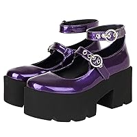 Caradise Womens Gothic Cosplay Shoes Chunky Mary Jane Platform Heels Punk Goth Shoes