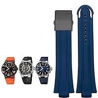 24mm*12mm Lug End Rubber Waterproof Watchband for Oris Wristband Silicone Watch Strap Stainless Steel Folding Clasp (Color : Blue-Black, Size : 24-12mm)