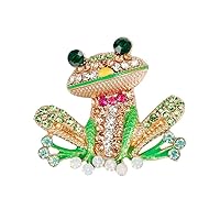Multicolor Rhinestone Frog Brooch Pin Women Scarf Dress Decor Hat Bag Accessory Golden Attractive