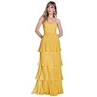 Tiered Prom Dresses for Women 2024 Ruffle Chiffon Bridesmaid Dresses Layers Sweetheart Evening Formal Gown