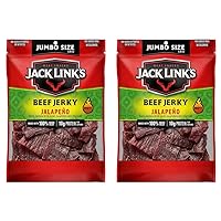 Jack Link's Beef Jerky, Jalapeno, Spicy Meat Snack – Made with a Hint of Jalapenos and Red Chiles, 10g of Protein, 80 Calories, Made with Premium Beef, 5.85oz (Pack of 2)