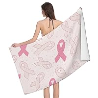 Beach Towel Oversized, Absorbent Sand Free Thick Microfiber Beach Towel Bath Towels Compatible with Breast Cancer Awareness Ribbons