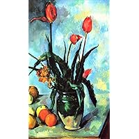 Oil Painting on Canvas - 5 Famous Wall Art - Tulips in a Vase Paul Cezanne flower still life -03, 50-$2000 Hand Painted by Art Academies' Teachers