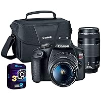 Canon 2727C021 EOS Rebel T7 DSLR Camera with EF18-55mm + EF 75-300mm Double Zoom Kit Bundle with 3 YR CPS Enhanced Protection Pack