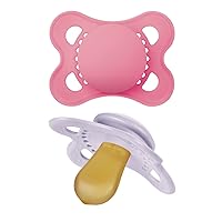 MAM Original Pure Pacifier, Climate Neutral MAM Natural Rubber Pacifier, Sustainable & Bio-Renewable Raw Materials, Sterilizer Case, Girl, 0-6 Months, 2-Pack