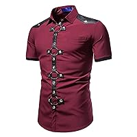 Mens Golf Shirt Short Sleeve Casual Athletic Tops Slim Fit Turn Down Collar Tee Shirts Stylish Workout T-Shirt Top