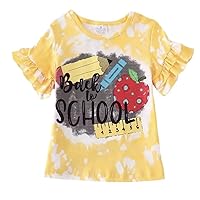 Girl Back to School Tee Ruffle Sleeves Ready to Rule top First Day of School