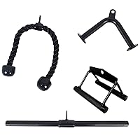 Signature Fitness Tricep Press Down Cable Attachment, LAT Pulldown Attachment, Weight Machine Accessories, V Handle with Rotation, Tricep Rope, Rotating Bar, V-Shaped Bar, Multiple Options