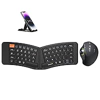 ProtoArc EM01 RGB Wireless Trackball Mouse with XK03 Folding Ergonomic Keyboard
