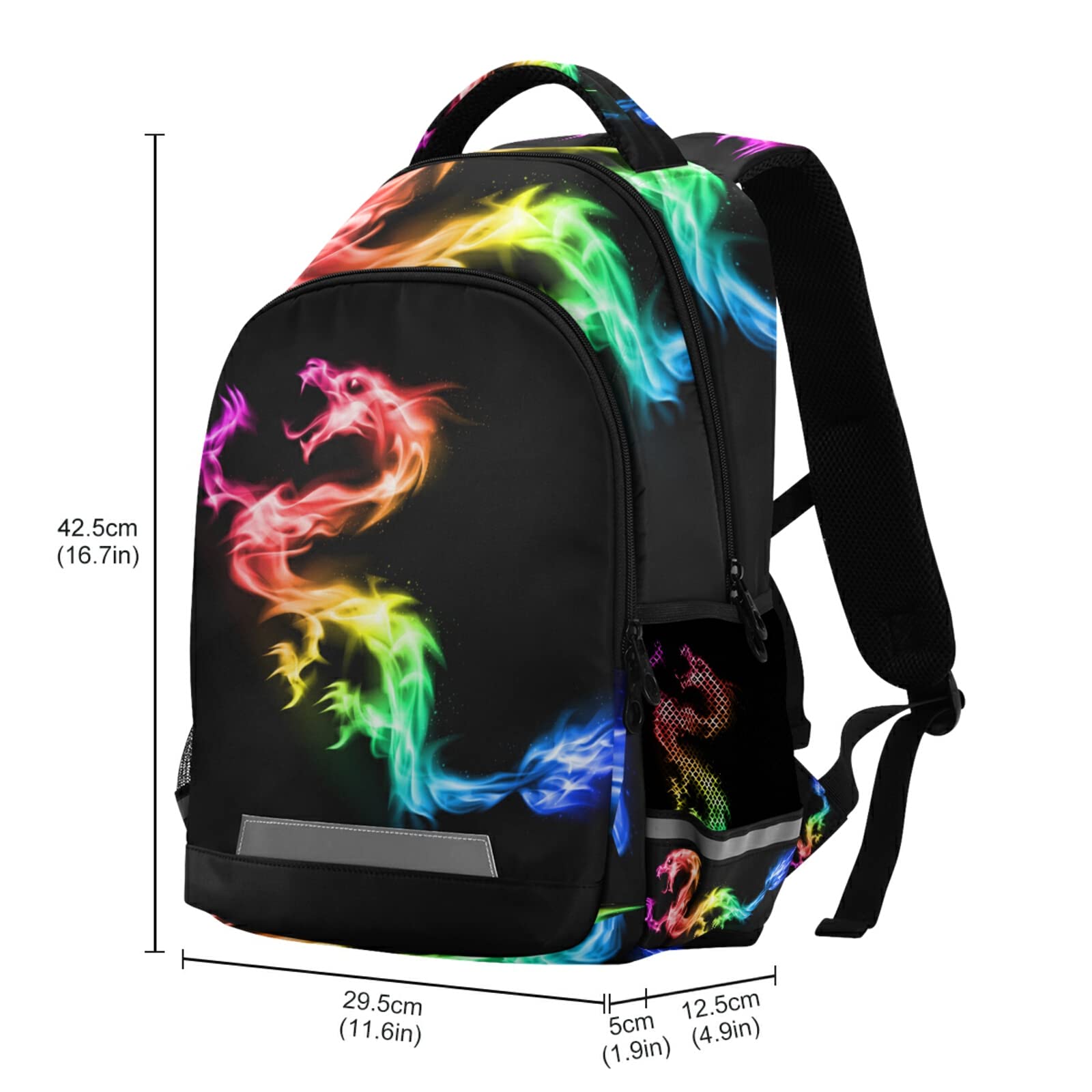 Fire Rainbow Dragon Backpacks Travel Laptop Daypack School Book Bag for Men Women Teens Kids
