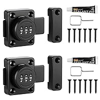 2PCS Mechanical Keyless Cabinet Door Latch Lock, Zinc Alloy Password Drawer Lock, One-Way Cabinet Locks with Combination, Combination Latch, for Bedroom, Office, Cabinet, Drawer, Black (Black)