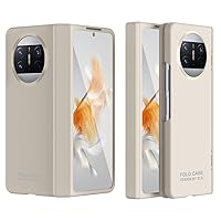 Back Case Cover Ultra-Thin Lightweight Case Compatible with Huawei Mate X3 with Hinge+Screen Protector Shockproof Full Protective Rugged Cover for Mate X3 Protective Case (Color : Beige)