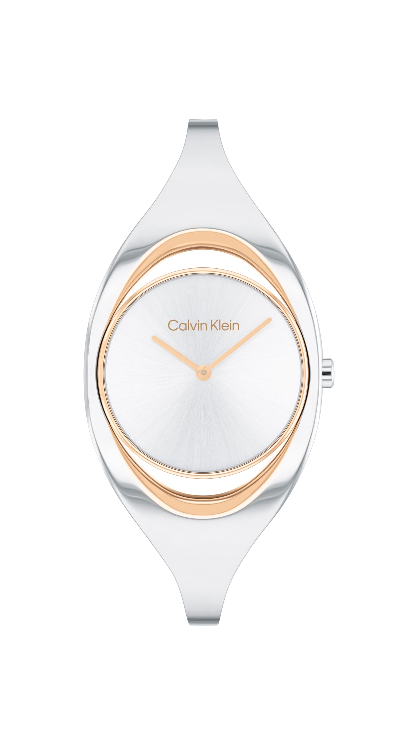 Calvin Klein Women's CK Elation Wristwatch, 2 Hand, Two Tone, Minimalistic Bangle Style, (Model:25200393)