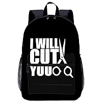 Hairstylist I Will Cut You Large Backpack 17Inch Lightweight Laptop Bag with Pockets Travel Business Daypack