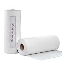 KYMY Writing Roll Xuan Paper,Chinese/Japanese Calligraphy Paper Roll,Sumi Paper/Xuan Paper/Rice Paper,Chinese Long Scroll Brush Ink Roll Xuan Paper-35cmX50 m,Half Sheng Shu (Raw Ripe) Xuan