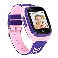 4G Kids Smart Watch with GPS Tracker,Smartwatch for Kid with Video Call Voice Chat SOS Camera Alarm Clock Puzzle Games LBS Tracker HD Touch Screen for 3-12 Years Girls Boys (Pink)