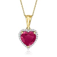 Ross-Simons 4.20 Carat Ruby Heart Pendant Necklace With .22 ct. t.w. Diamonds in 14kt Yellow Gold. 18 inches
