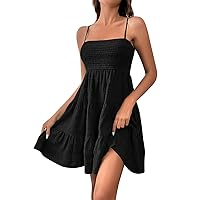 Mini Summer Pretty Tank for Women Evening Tanks Slim Fit Stretch Tunic Dress Women Printed Thin Camisole Black L
