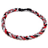 Package of 12 Baseball Titanium Necklaces for Boys Tornado Braided Rope Necklace