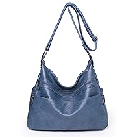 Three Layers Zippers Handbag Shoulder Bag Female Crossbody Bags Messenger High-capacity Tote Bags Solid Color (Lake Blue)