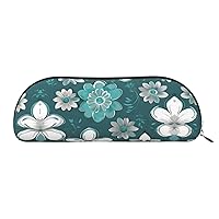 Teal Grey And White Floral Print Cosmetic Bags For Women,Receive Bag Makeup Bag Travel Storage Bag Toiletry Bags Pencil Case