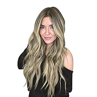 Full Shine Virgin Remy Tape In Hair Extensions Human Hair 22 Inch Long Hair Extensions Color 8 Brown Mixed With 613 Blonde Balayage Unprocessed Tape In Extensions 10pcs Natural Straight Hair 25Gram