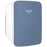 Cooluli 15L Mini Fridge for Bedroom - Car, Office Desk & College Dorm Room - 12v Portable Cooler & Warmer for Food, Drinks, Skincare, Beauty & Makeup - AC/DC Small Refrigerator with Glass Front, Blue