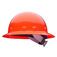 Fibre-Metal by Honeywell SuperEight Thermoplastic Full Brim Hard Hat with 8-Point Ratchet Suspension, Hi-Viz Strong Orange