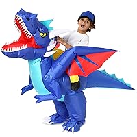 Inflatable Dragon Costume Kids Size, Halloween Blow Up Dinosaur Costume for Boys Girls, Funny Ride On Dinosaur Costume