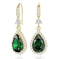 Diamond Dangle Earrings for Women Silver/Gold Plated Crystal Rhinestone Birthstone Drop Dangling Teardrop Earring Set Wedding Costume Jewelry Gift for Women