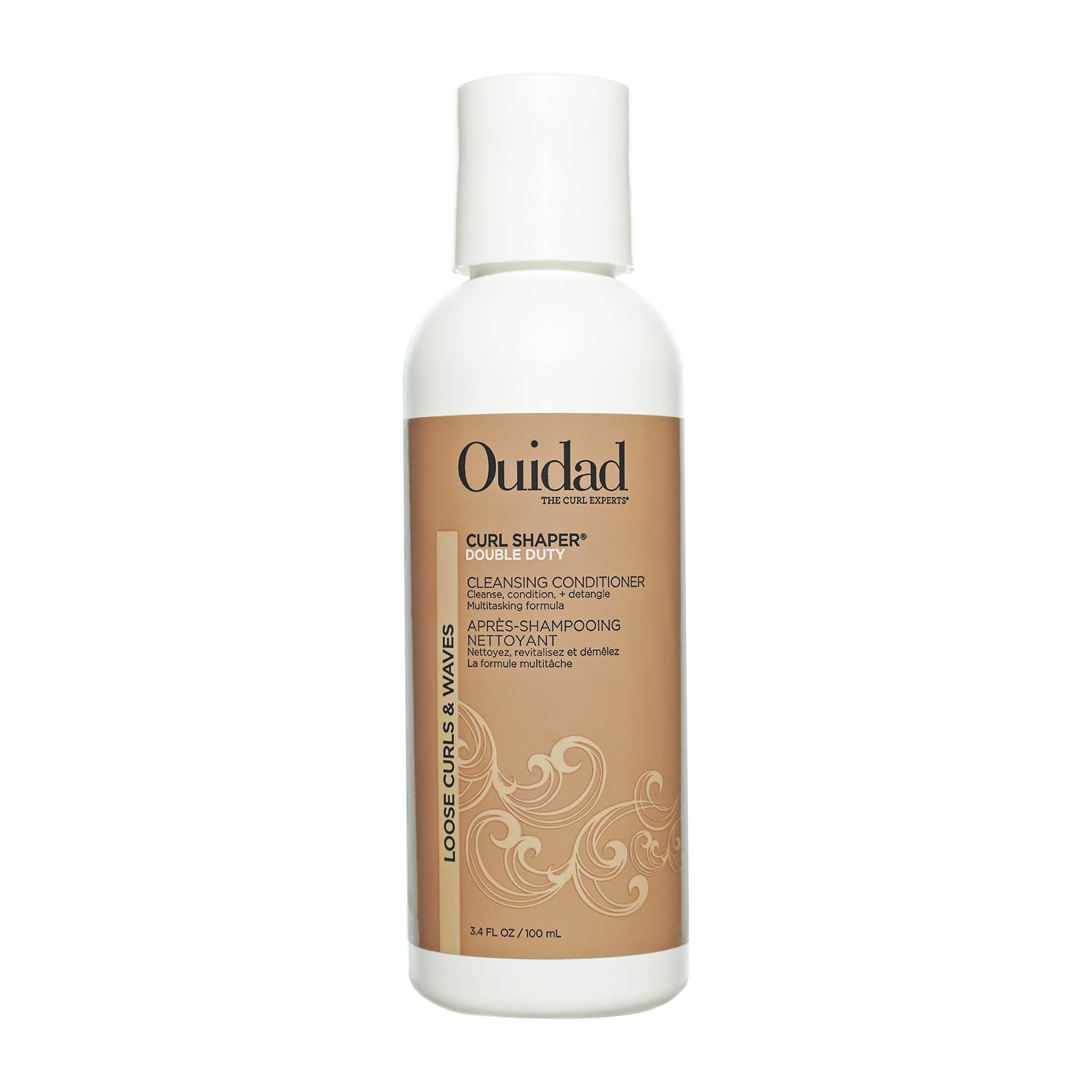 Ouidad Mini Curl Shaper Double Duty Cleansing Conditioner for Loose Curls and Waves - Sulfate Free - Travel Size 3.4oz