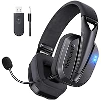 TA3000 Wireless Gaming Headset for PC, PS5, PS4, Switch, Mac, Bluetooth USB Over-Ear Headphones with Detachable and Built-in Mics, Noise Isolation, Low Latency, Lightweight