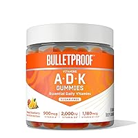 Bulletproof Sugar-Free Orange Strawberry Vitamins A+D+K Gummies, 60 Count, Keto Supplement for Heart, Bone and Immune Support