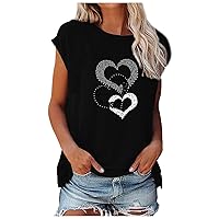 Workout Shirts for Women Heart Patterned Turtleneck Tee Shirt Going Out Vintage Womens Short Sleeve Tee Shirt