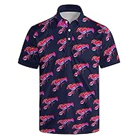 Golf Shirts for Men Dry Fit Moisture Wicking Short Sleeve Print Shirts Funny Golf Polo Shirts Collared Shirt