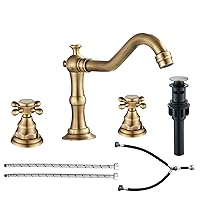 𝐕𝐨𝐭𝐚𝐦𝐮𝐭𝐚 𝐁𝐚𝐭𝐡𝐫𝐨𝐨𝐦 𝐒𝐢𝐧𝐤 𝐅𝐚𝐮𝐜𝐞𝐭 Antique Brass Bathroom Faucets for Sink 3 Hole 8 Inch Widespread Bathroom Faucet 2 Handles Faucet for Bathroom Sink with Pop Up Drain